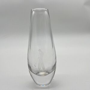 Vicke Lindstrand for Kosta Glass Vase Etched Figure Glass Blower